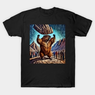 watercolor muscular groundhog T-Shirt